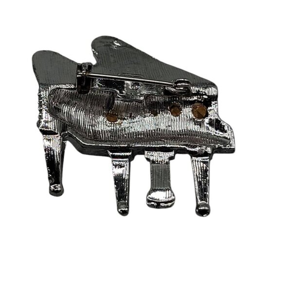 Diamond Look by Kramer Brooch Silver Plate Rhinestone Studded Grand Piano 1960s - Picture 8 of 9